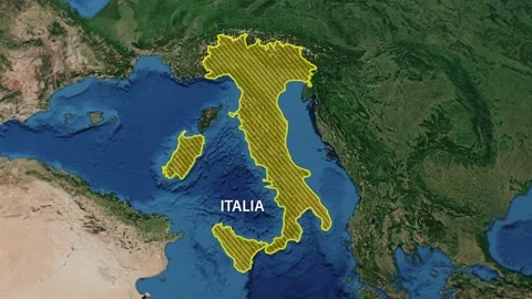 Borders of the country of Italy on the map Stock Footage 201050504