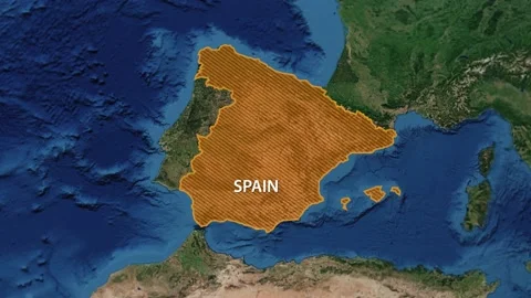 Borders of the country of Spain on the map Video stock 201050430