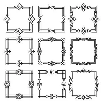 Borders dividers. Decorative black frames. Retro wedding frames, vintage Illustrazione stock
