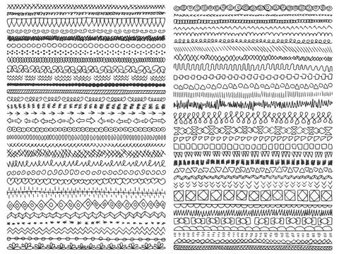 Borders doodle vector. Doodle frames, edge lines, dividers. Stock-Illustration