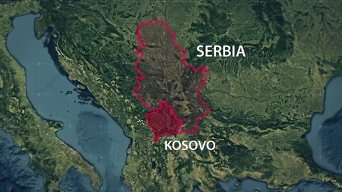 Borders of the region of Kosovo on the map Stock Footage 211185612