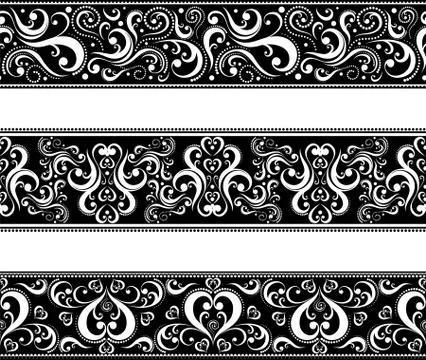 Borders with scroll ornaments Stock Illustration