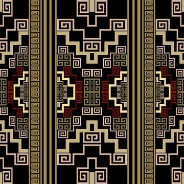 Borders seamless pattern. Geometric ornamental colorful vector background. Re Stock Illustration