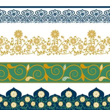 Borders Seamless patterns with chinese floral ornament. vector illustration イラスト素材
