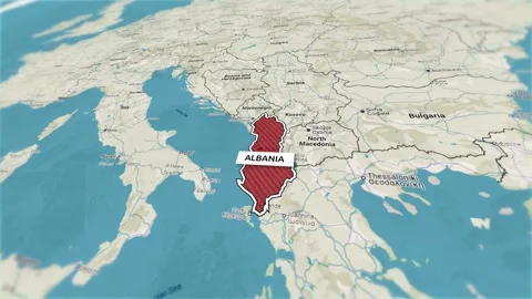 Borders of the state of Albania on the map Stock Footage 303768876
