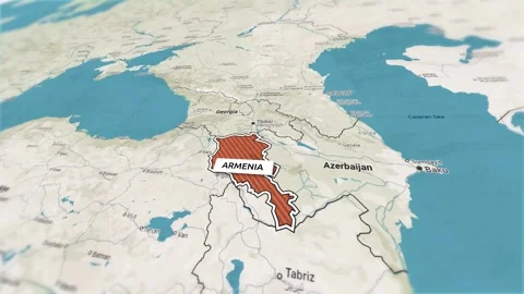 Borders of the state of Armenia on the map Stock Footage 304225364