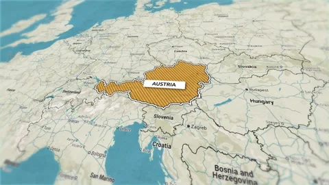 Borders of the state of Austria on the map Stock Footage 300205740