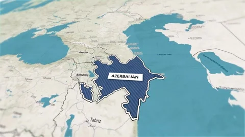 Borders of the state of Azerbaijan on the map Stock Footage 304225370