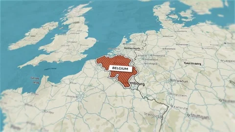 Borders of the state of Belgium on the map Stock Footage 298637453
