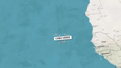 Borders of the state of Cabo Verde on the map Stock Footage 337778458