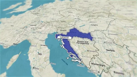 Borders of the state of Croatia on the map Stock Footage 301241394
