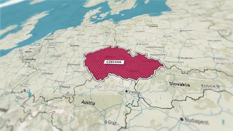 Borders of the state of Czech Republic on the map Stock Footage 301241365