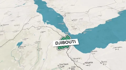 Borders of the state of Djibouti on the map Stock Footage 337778453