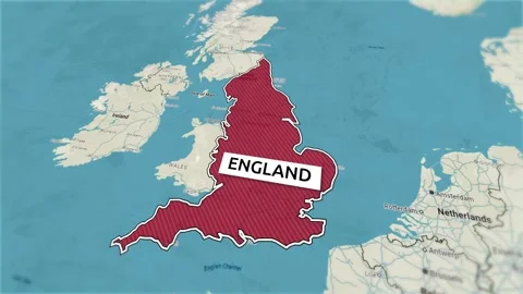 Borders of the state of England on the map Stock Footage 309338238