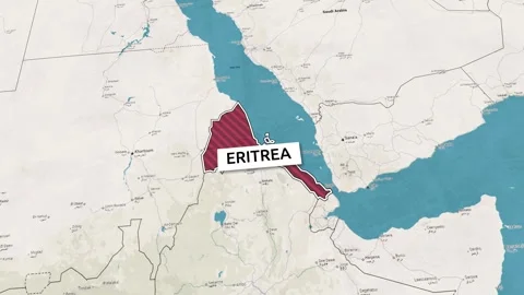 Borders of the state of Eritrea on the map Stock Footage 337484948