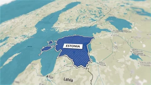 Borders of the state of Estonia on the map Stock Footage 305275687