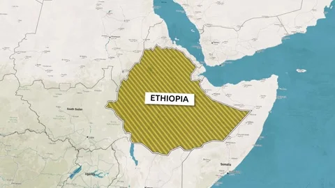 Borders of the state of Ethiopia on the map Stock Footage 337484958