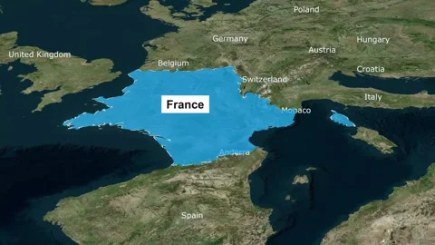 Borders of the state of France on the map. Stock Footage 271140485