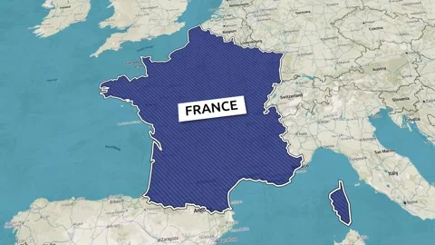 Borders of the state of France on the map Stock Footage 310959765
