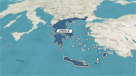 Borders of the state of Greece on the map Stock Footage 308746366