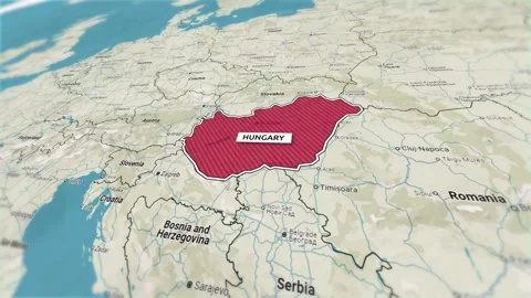 Borders of the state of Hungary on the map Stock Footage 301241369