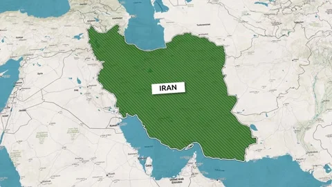 Borders of the state of Iran on the map Stock Footage 336054118