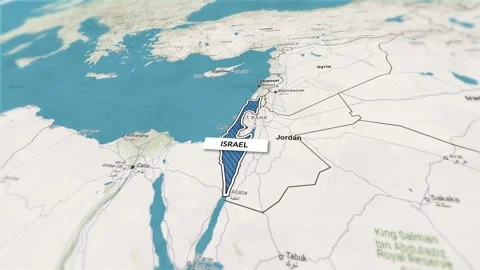 Borders of the state of Israel on the map Stock Footage 336054103