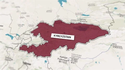 Borders of the state of Kyrgyzstan on the map Stock Footage 320324702