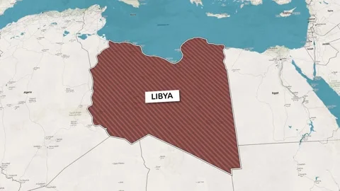 Borders of the state of Libya on the map Stock Footage 336054136