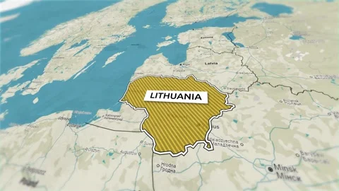 Borders of the state of Lithuania on the map Stock Footage 305275689
