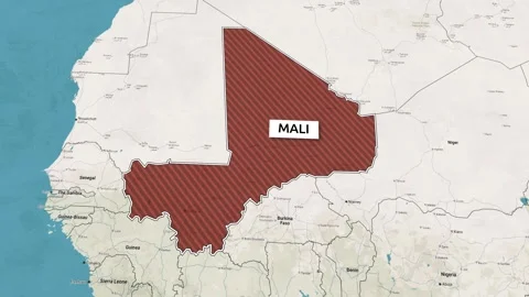 Borders of the state of Mali on the map Stock Footage 336803662