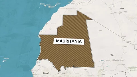 Borders of the state of Mauritania on the map Stock Footage 336626529