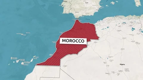 Borders of the state of Morocco on the map Stock Footage 336377444