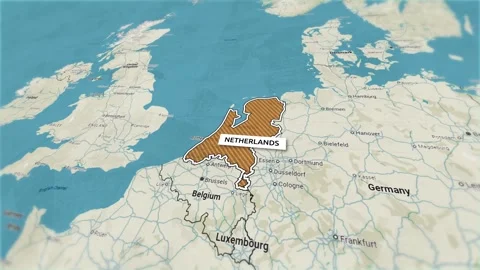 Borders of the state of Netherlands on the map Stock Footage 298637696