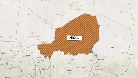 Borders of the state of Niger on the map Stock Footage 336803659