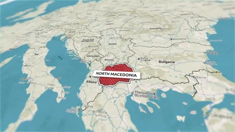 Borders of the state of North Macedonia on the map Stock Footage 303768879