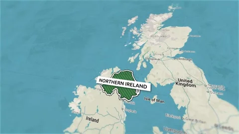 Borders of the state of Northern Ireland on the map Video stock 310564610