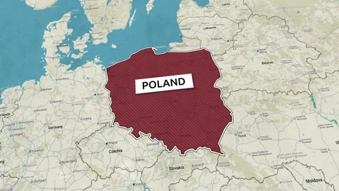 Borders of the state of Poland on the map Stock Footage 311201089