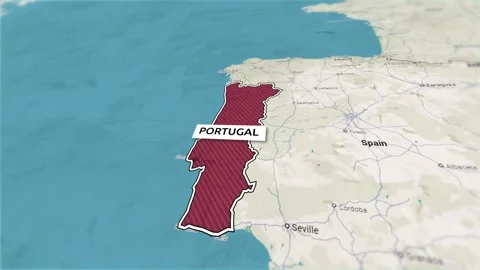 Borders of the state of Portugal on the map Stock Footage 310564609