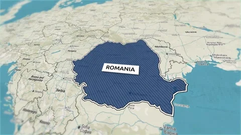 Borders of the state of Romania on the map Stock Footage 308746368