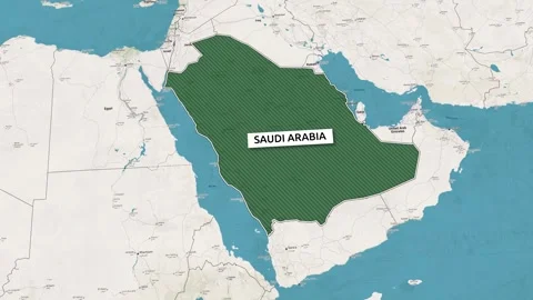 Borders of the state of Saudi Arabia on the map Stock Footage 336054120