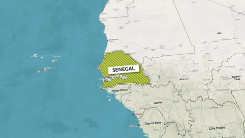 Borders of the state of Senegal on the map Stock Footage 338109770