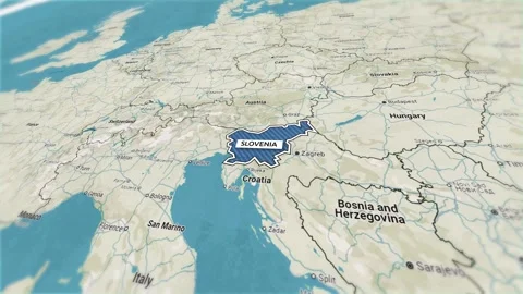 Borders of the state of Slovenia on the map Stock Footage 301241616
