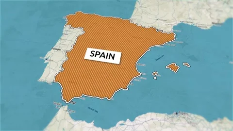 Borders of the state of Spain on the map Stock Footage 310959646