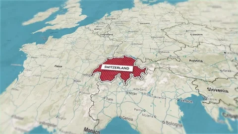Borders of the state of Switzerland on the map Stock Footage 300205745