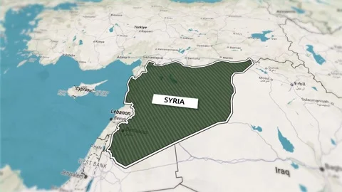 Borders of the state of Syria on the map Stock Footage 312999709