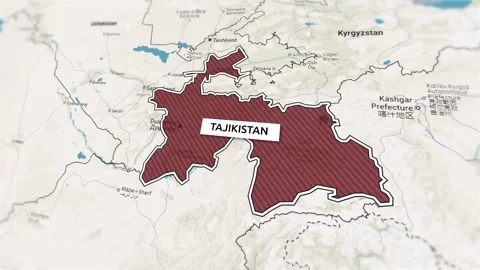 Borders of the state of Tajikistan on the map Stock Footage 320324706