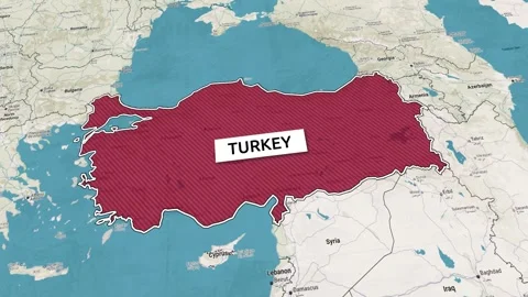 Borders of the state of Turkey on the map Stock Footage 311953401