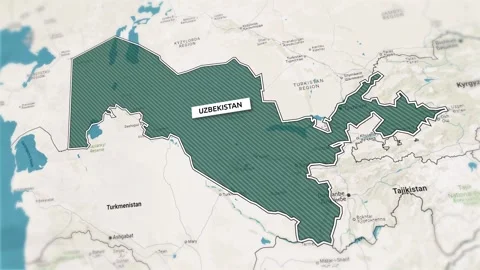 Borders of the state of Uzbekistan on the map 動画素材 321009642