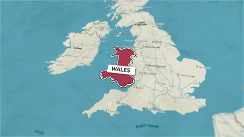 Borders of the state of Wales on the map Video stock 310959647